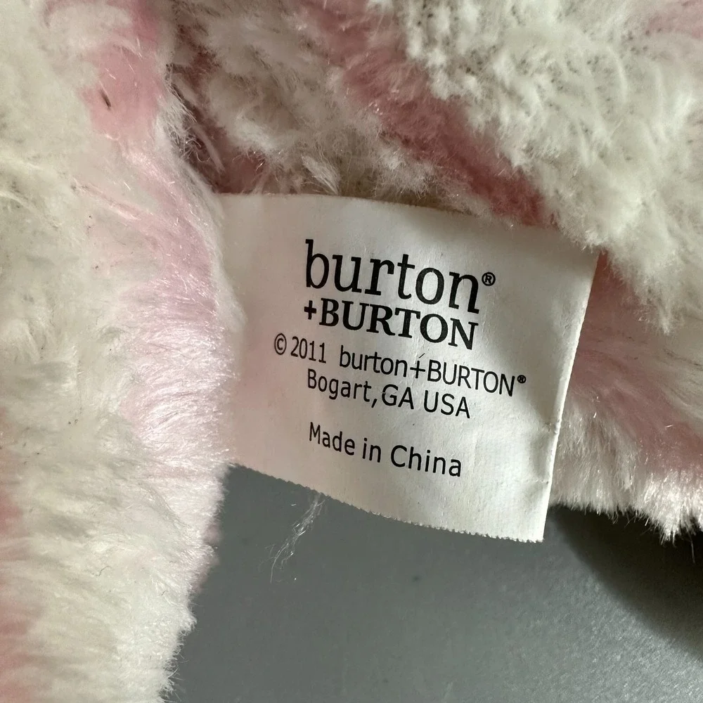 Burton + Burton Pink White Striped Bunny Rabbit Plush Stuffed Animal 2011 Toy
